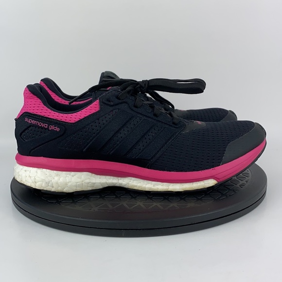 Adidas Boost Supernova Glide 8 Black/Pink Running Shoes AF6557 Women's Size 9 - Picture 4 of 12